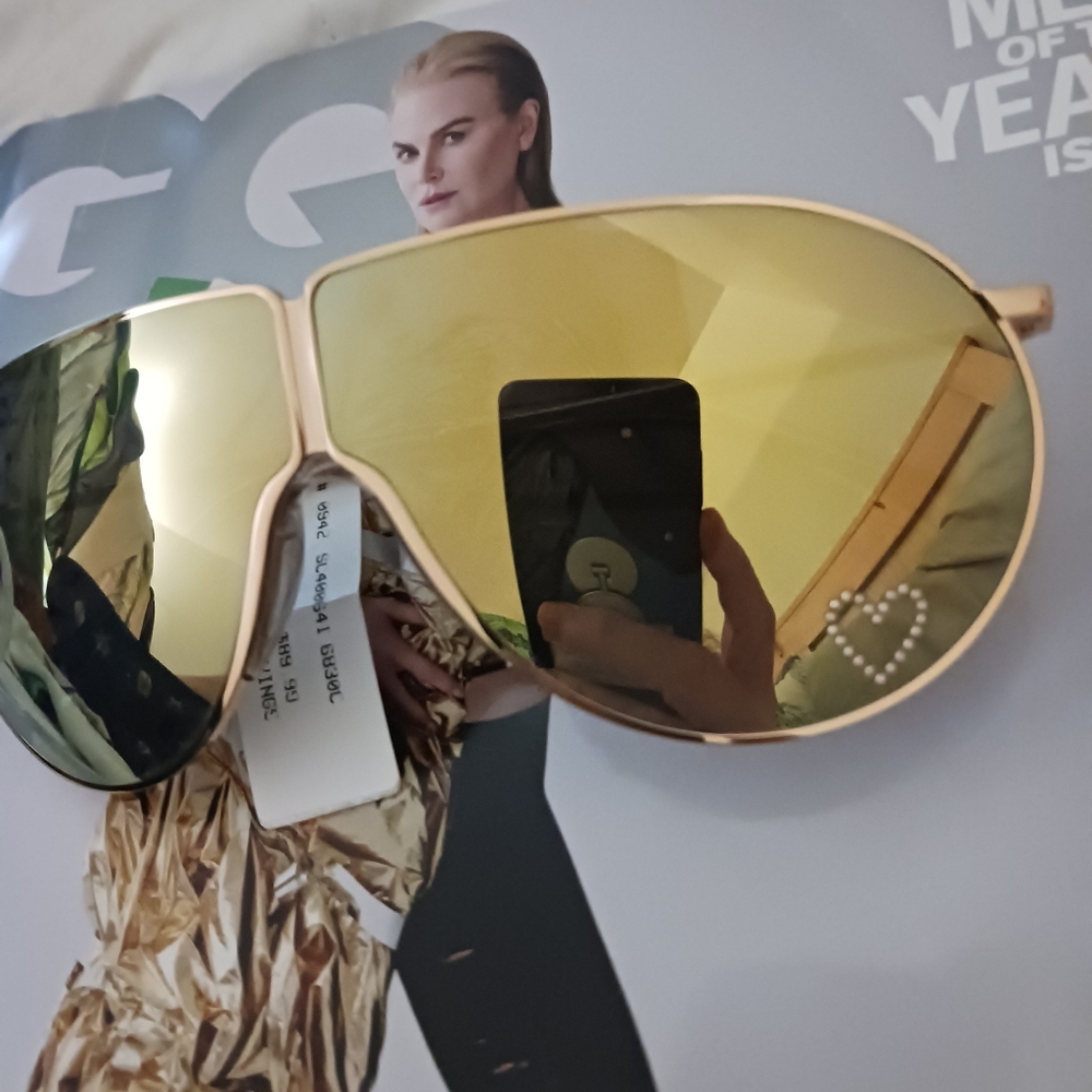 Stella McCartney Gorgeous Gold Metal & Mirrored Aviator Sunglass NWT - Picture 3 of 16